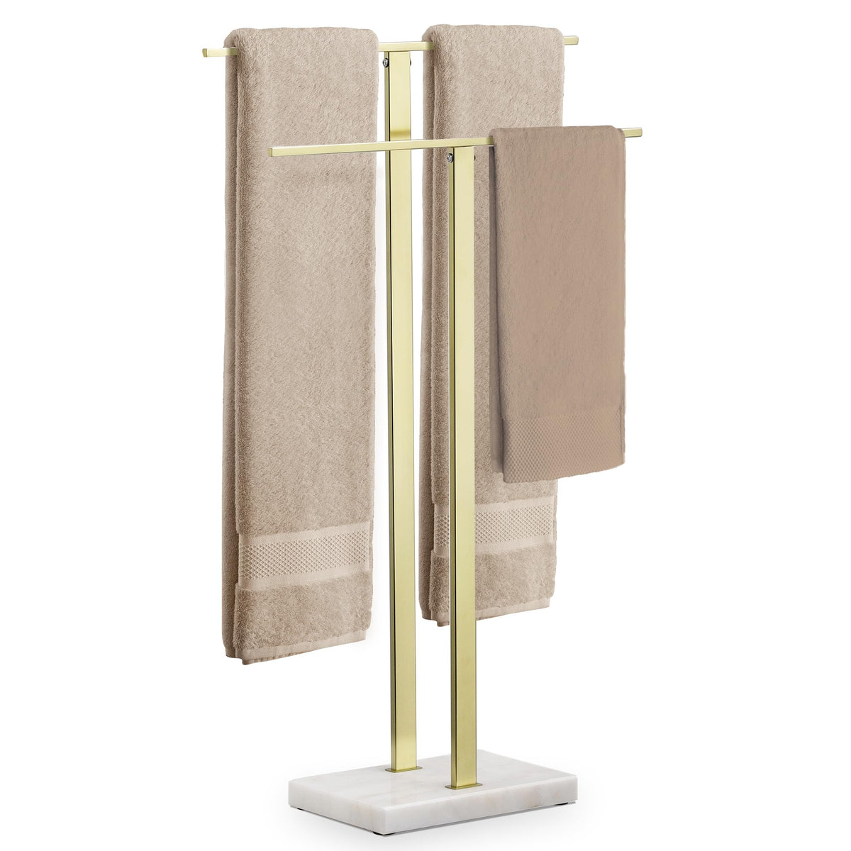 KES Standing Towel Racks for Bathroom 2-Tier, Floor Towel Rack Stand with Heavy Marble Base, Upgrade Steady Freestanding Design, Pro-Grade 18/8 Stainless Steel Brushed Finish, BTH217-2