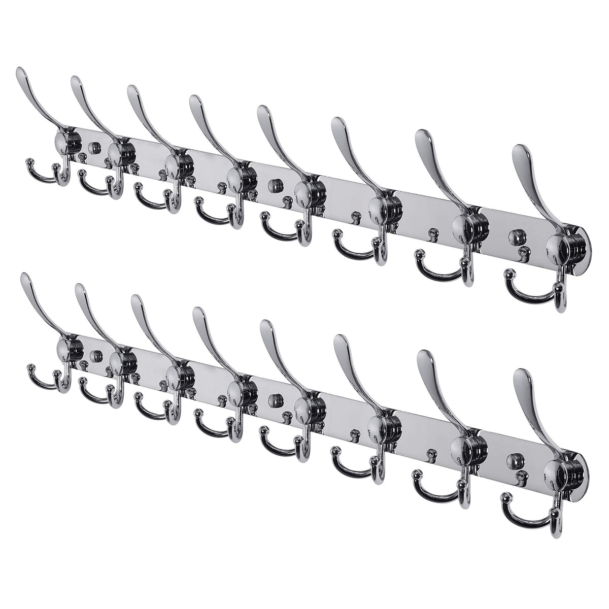 Dseap Coat Rack Wall Mounted - 5 Tri Hooks, Heavy Duty, Stainless Steel, Metal Coat Hook Rail for Coat Hat Towel Purse Robes Mudroom Bathroom Entryway (Black, 2 Packs)