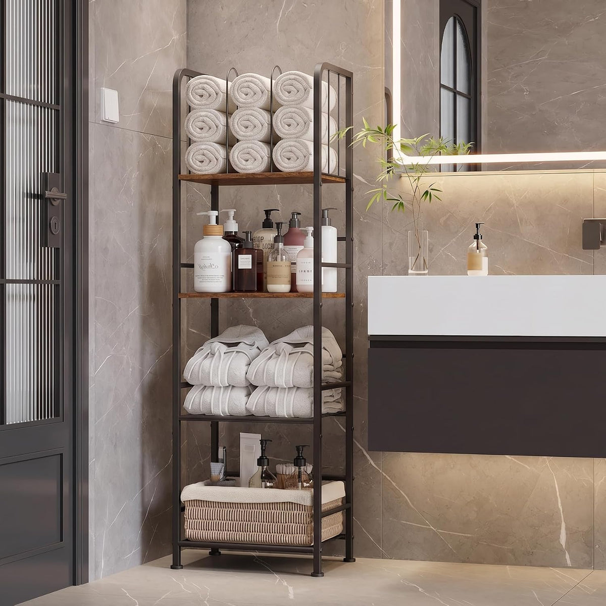 4-Tier Freestanding Towel Racks for Bathroom, Towel Rack Stand