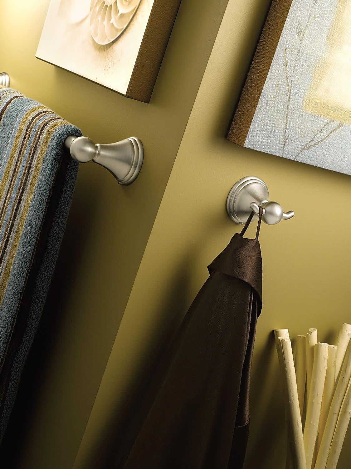 Moen Preston Brushed Nickel 24-Inch Single Wall Mounted Bathroom Towel Bar, DN8424BN