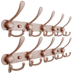 Dseap Coat Rack Wall Mounted - 5 Tri Hooks, Heavy Duty, Stainless Steel, Metal Coat Hook Rail for Coat Hat Towel Purse Robes Mudroom Bathroom Entryway (Black, 2 Packs)