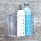 iDesign Small Suction Shower Basket for Bathroom Storage - Set of 2 - Clear - Made in USA
