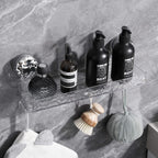 Suction Cup Shower Caddy, Wall Mounted No Drilling Bathroom Shower Organizers Storage Rack, Removable Shelves for Inside the Shower, Black