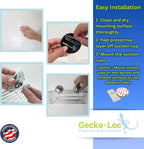 Gecko-Loc Large Combo suction cup wall mount bathroom shower caddy - shampoo storage basket shelf organizer caddie bath shelves - Black