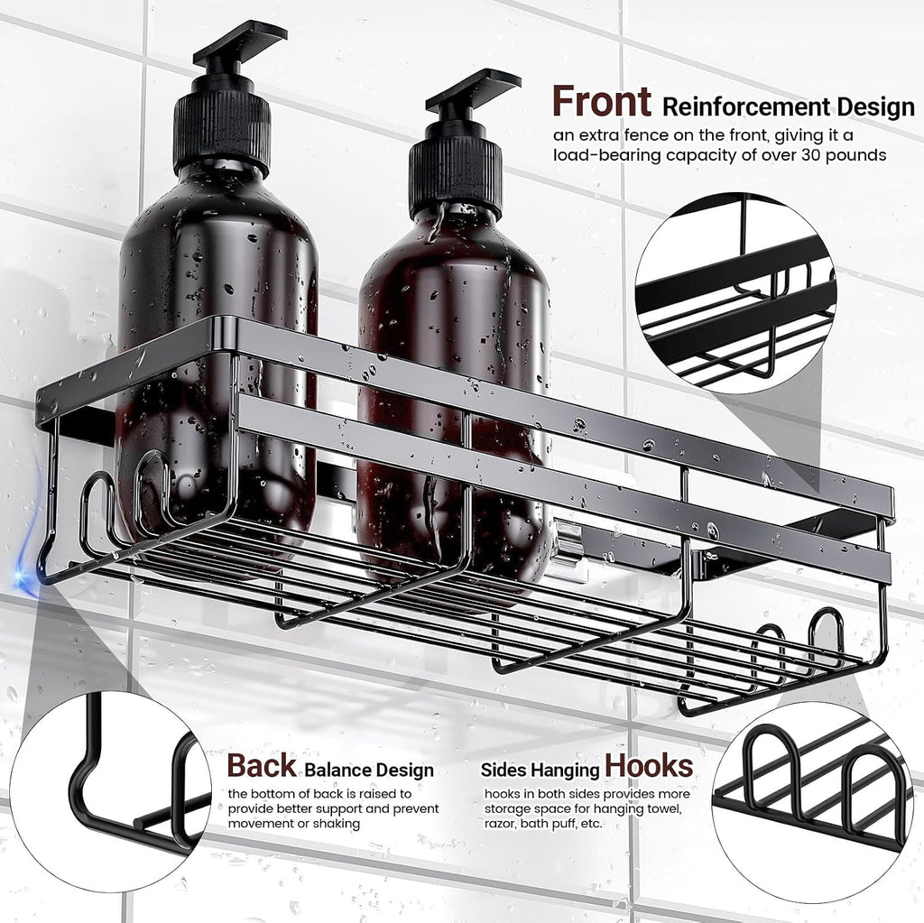 WOWBOX 2 Pack Adhesive Shower Caddies, No Drill Bathroom Shelves, Large
