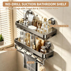 Suction Cup Shower Caddy,No Drilling, Rectangular, Grey,2-Pack