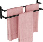 Double Towel Bar, 24Inch Towel Rack for Bathroom, Stainless Steel Double Bath Towel Bar, Wall Mounted Towel Holder, Double Towel Rod Towel Rail Hanger for Wall, Kitchen (Matte Black)