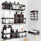 YASONIC Shower Caddy Adhesive, Rustproof Shower Organizer, Wall Shower Rack