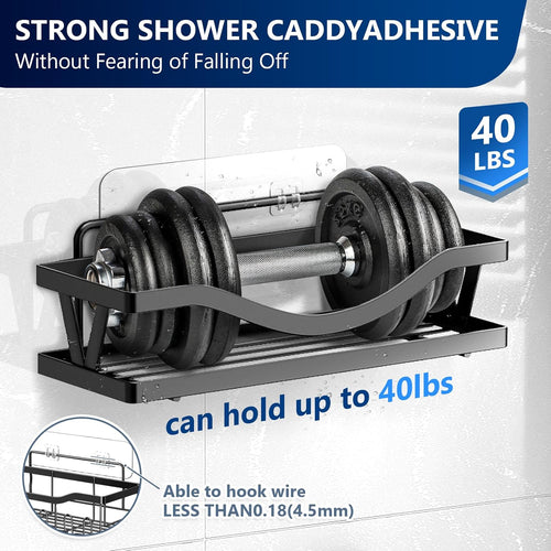 9-Pack Shower Caddy Adhesive Replacement, Transparent Adhesive Hooks Stickers, Strong Hook Strip for Shower Caddy Basket Shelf, Soap Holder, Bathroom Storage Corner Shelves, Kitchen Racks
