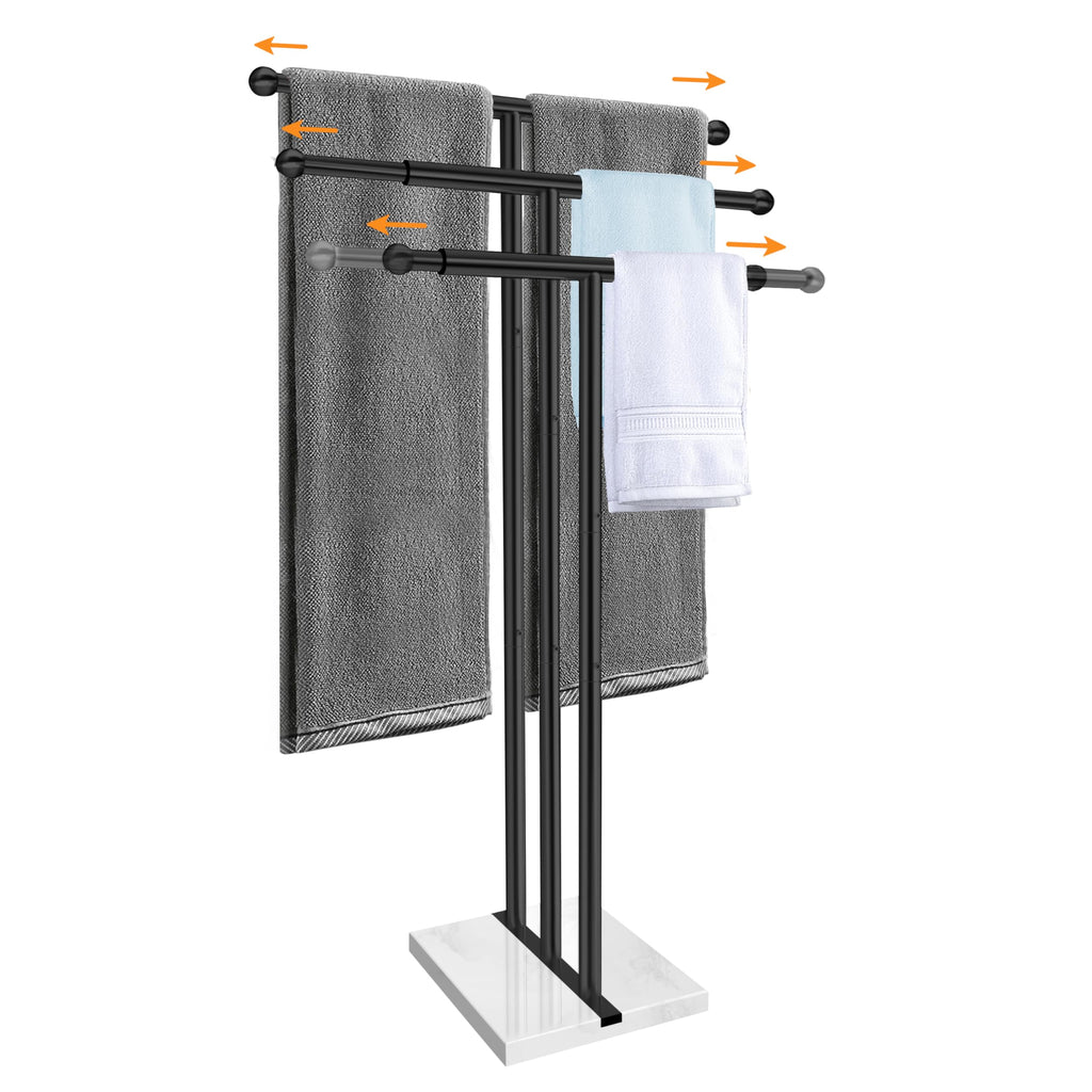 Kayfia 40'' Stainless Steel Towel Rack, Weighted Marble Base, 2 Tier