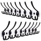 Dseap Coat Rack Wall Mounted - 5 Tri Hooks, Heavy Duty, Stainless Steel, Metal Coat Hook Rail for Coat Hat Towel Purse Robes Mudroom Bathroom Entryway (Black, 2 Packs)