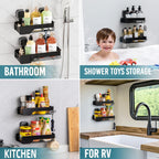 TAILI Shower Caddy Suction Cup Rustproof Metal Shower Shelves Black 2pack