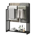 Standing Towel Rack for Bathroom, 39.4''H Bamboo Blanket Racks with Shelf