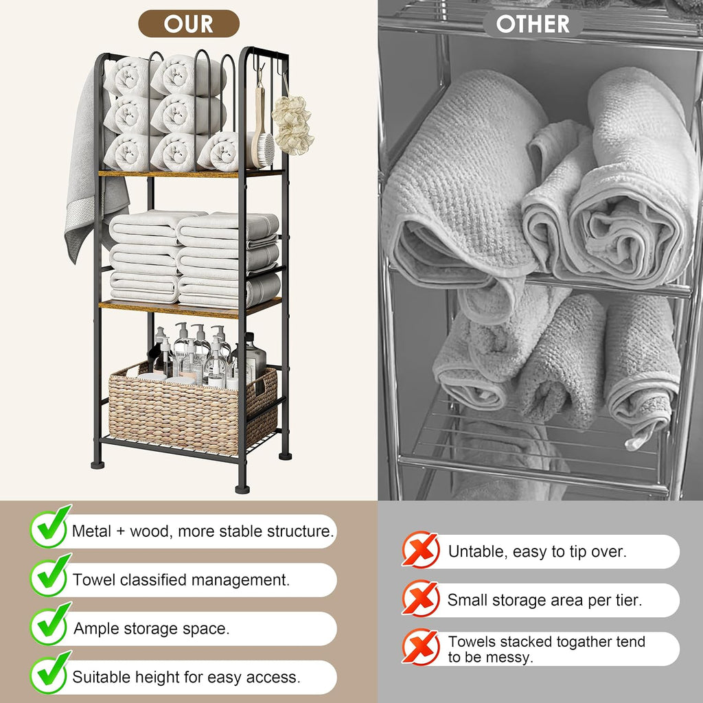 3-Tier Freestanding Cabinet Towel Rack Metal Stand