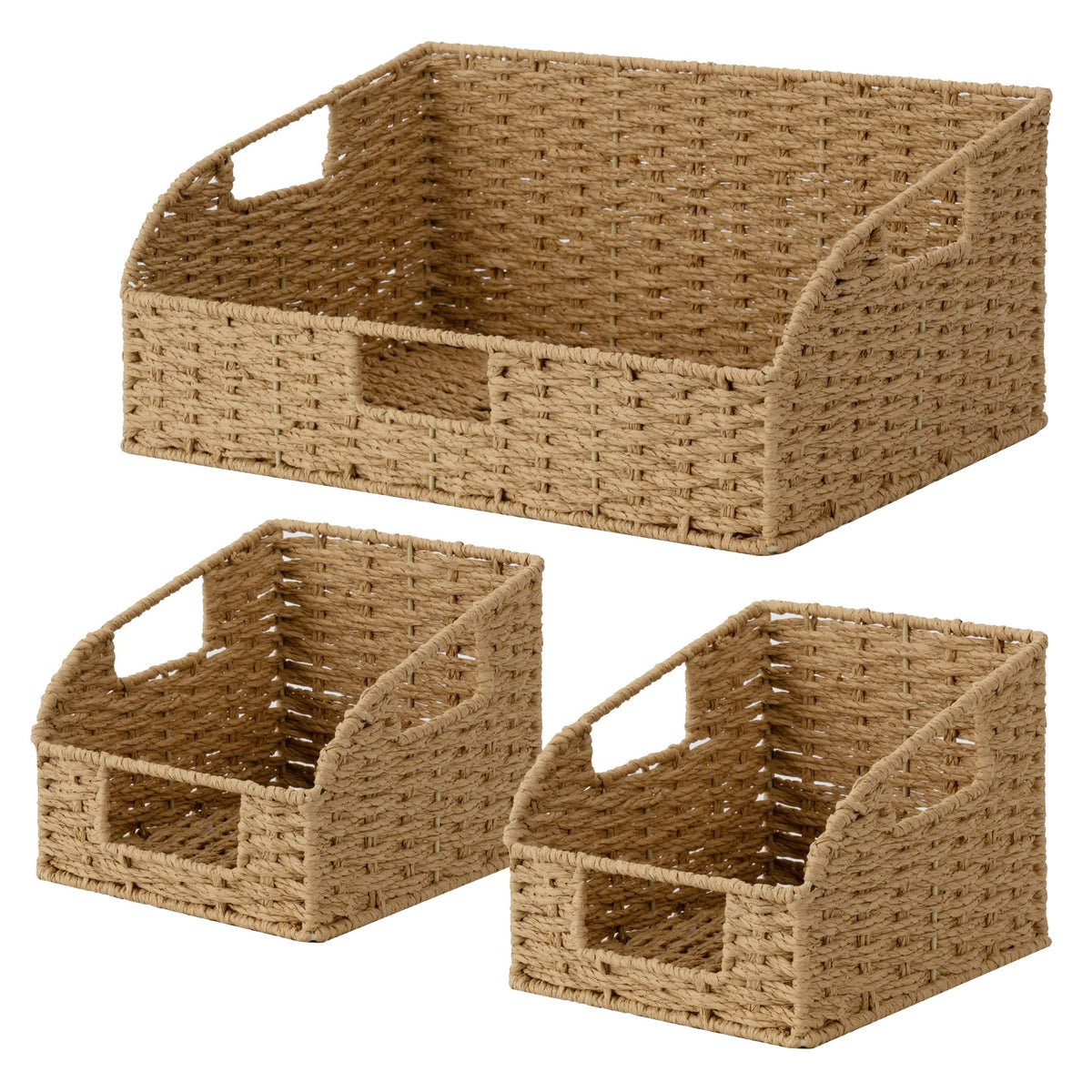StorageWorks Wicker Baskets for Organizing,Brown Baskets for Storage,2-Pack