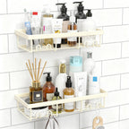 Moforoco Shower Caddy Shelf Organizer Rack, Self Adhesive Black Bathroom Shelves Basket, Home Farmhouse Wall Inside Organization and Storage Decor Rv Accessories, First Camper Apartment Essentials