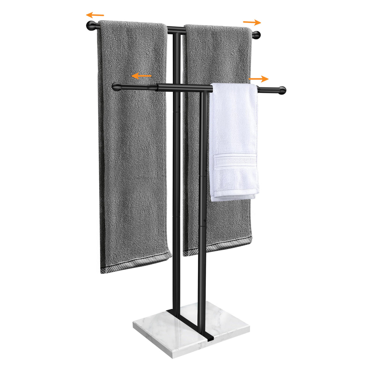 Kayfia 40'' Stainless Steel Towel Rack, Weighted Marble Base, 2 Tier