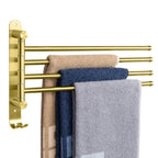 NearMoon Swivel Towel Rack, 13.8" Thicken 304 Stainless Steel 4-Arm Towel Bar, Space Saving Wall Mounted Towel Holder with Hook, Rustproof Swing Out Towel Hanger for Bathroom, Kitchen (Matte Black)