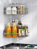 SMARTAKE 2-Pack Corner Shower Caddy, SUS304 Stainless Steel, Silver