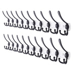 Dseap Coat Rack Wall Mounted - 5 Tri Hooks, Heavy Duty, Stainless Steel, Metal Coat Hook Rail for Coat Hat Towel Purse Robes Mudroom Bathroom Entryway (Black, 2 Packs)