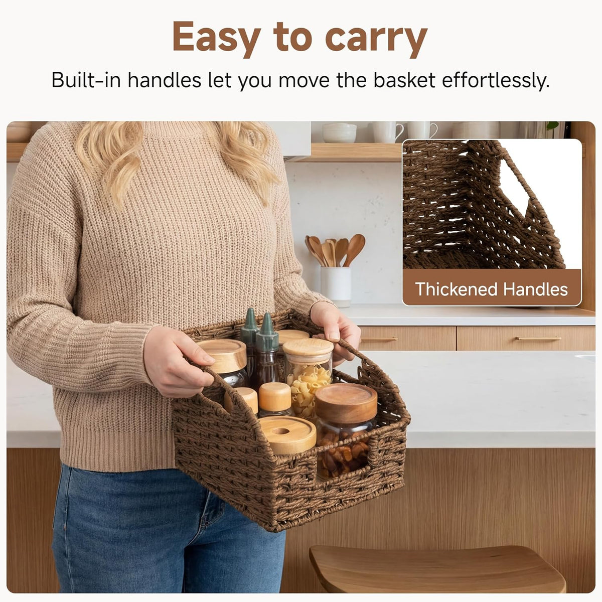 StorageWorks Wicker Baskets for Organizing,Brown Baskets for Storage,2-Pack