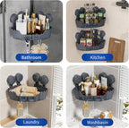 Ettori 2 Pack Corner Shower Caddy with 4 Suction Cups, Pearl Gray
