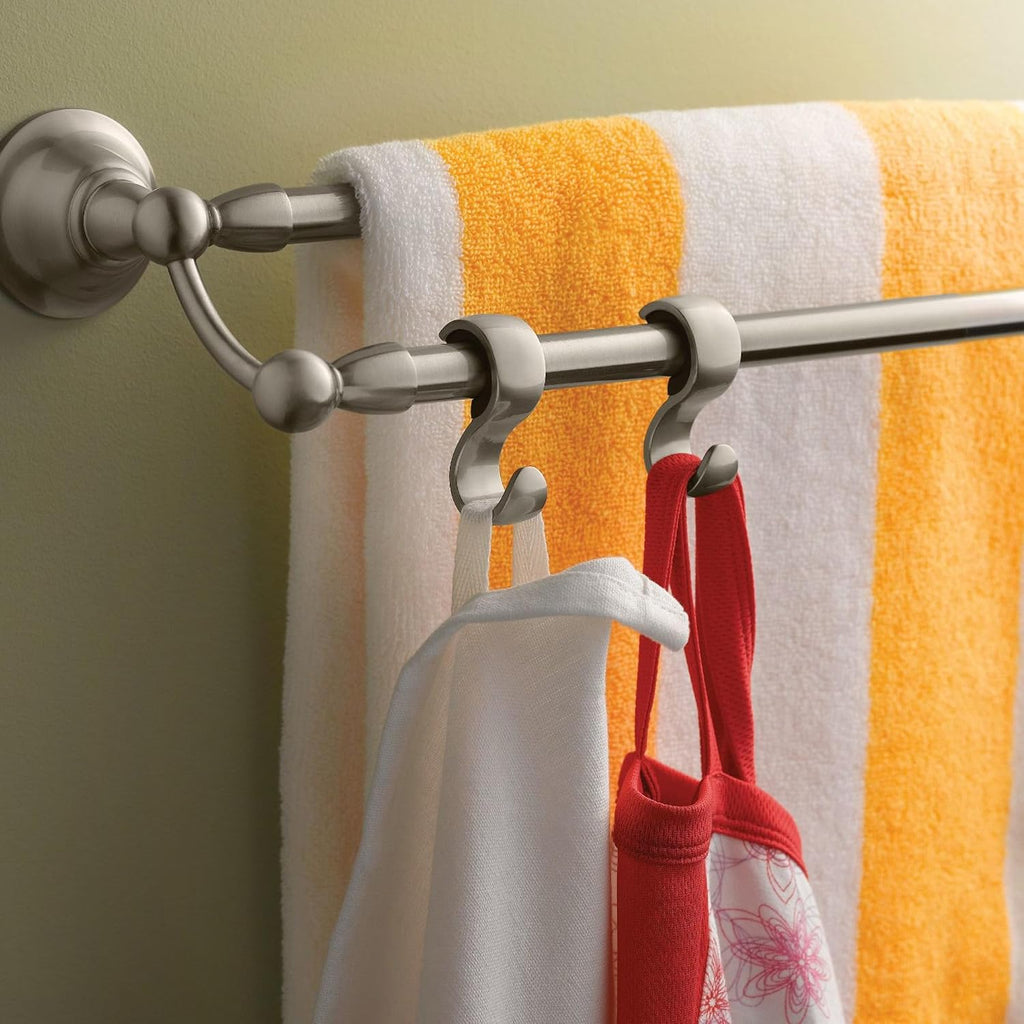 Moen Sage Collection Spot Resist Brushed Nickel 24-Inch Double Bathroom Towel Bar, Wall Mounted Bath Hanger with Two Rods, DN6822BN