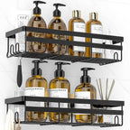 WOWBOX 2 Pack Adhesive Shower Caddies, No Drill Bathroom Shelves, Large