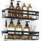 WOWBOX 2 Pack Adhesive Shower Caddies, No Drill Bathroom Shelves, Large