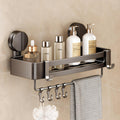 VOLPONE Corner Shower Caddy Suction Cup, 2 Pack Shower Shelves No Drilling, Showers Organizer Storage with Towel Bar & Removable Hooks, Bathroom Shower Shelf Rack for Inside Showers