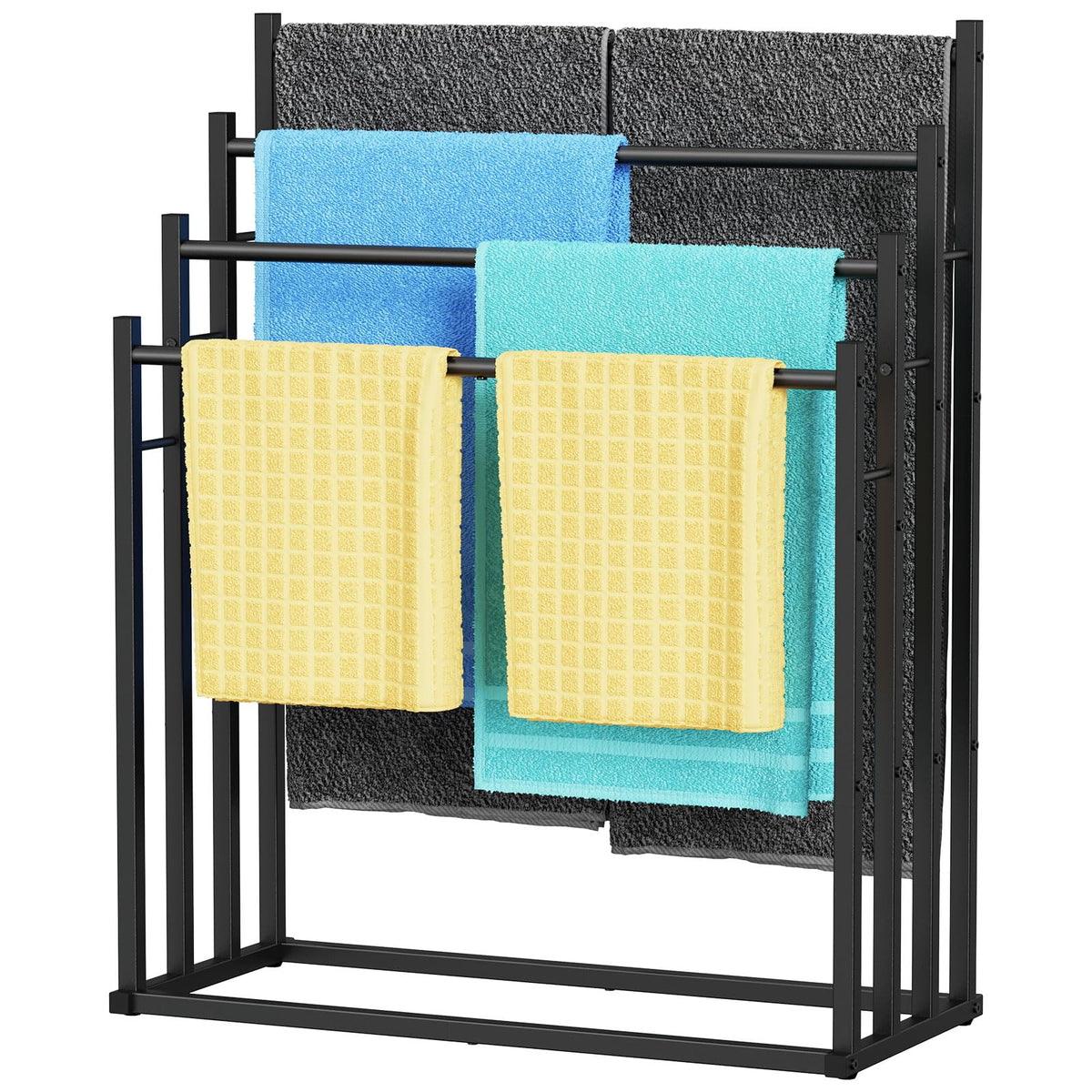 Honiter Towel Racks for Bathroom, 4 Tier Wide Towel Drying Rack Outdoor, Free Standing Towel Rack, Pool Towel Blanket Stand and Display Rack for Oversized Bath Towels