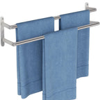 Double Towel Bar, 24Inch Towel Rack for Bathroom, Stainless Steel Double Bath Towel Bar, Wall Mounted Towel Holder, Double Towel Rod Towel Rail Hanger for Wall, Kitchen (Matte Black)