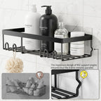 Moforoco Shower Caddy Shelf Organizer Rack, Self Adhesive Black Bathroom Shelves Basket, Home Farmhouse Wall Inside Organization and Storage Decor Rv Accessories, First Camper Apartment Essentials