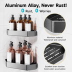 Veken Aluminum Corner Shower Caddy 4-Pack, Never Rust&Large Capacity, Grey