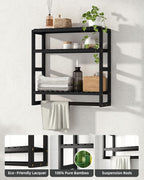 Galood Over The Toilet Storage Bathroom Shelves Wall Mounted 3 Tier Black
