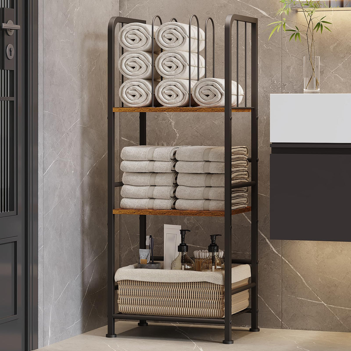 4-Tier Freestanding Towel Racks for Bathroom, Towel Rack Stand
