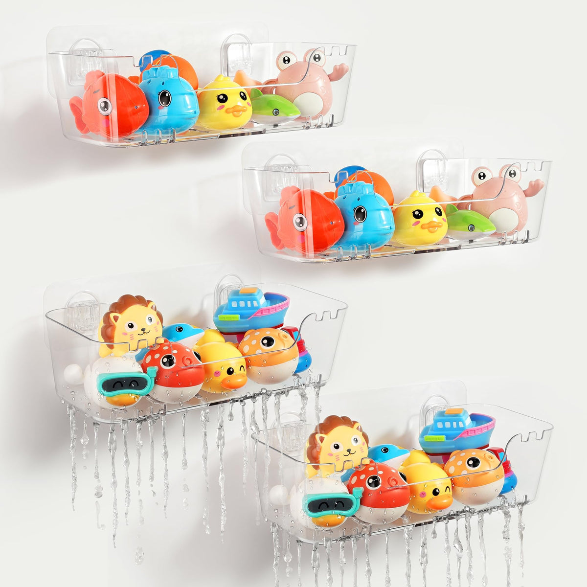 Bath Toy Storage Organizer 2 Pack, Bath Toy Holder with Drain Holes