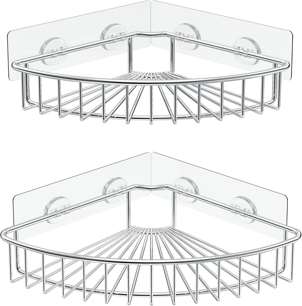 SMARTAKE 2-Pack Corner Shower Caddy, SUS304 Stainless Steel, Silver