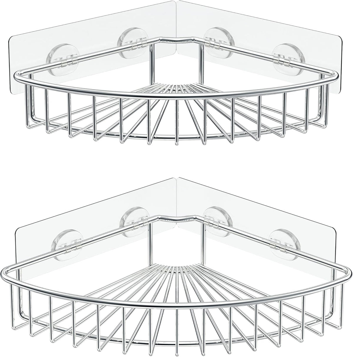 SMARTAKE 2-Pack Corner Shower Caddy, SUS304 Stainless Steel, Silver