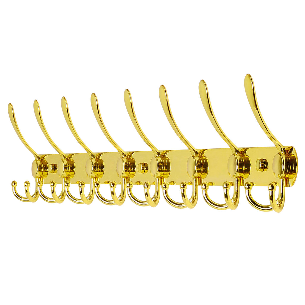 Dseap Coat Rack Wall Mounted - 5 Tri Hooks, Heavy Duty, Stainless Steel, Metal Coat Hook Rail for Coat Hat Towel Purse Robes Mudroom Bathroom Entryway (Black, 2 Packs)