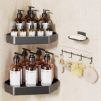 Veken Aluminum Corner Shower Caddy 4-Pack, Never Rust&Large Capacity, Grey