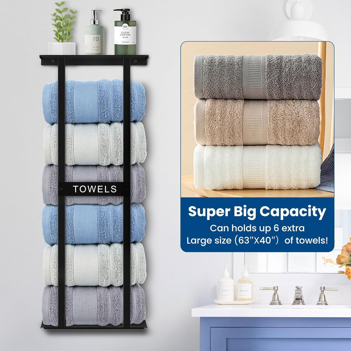 Bathroom Towel Storage Rack, Wall Mounted Bathroom Towel Rack