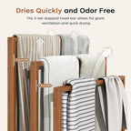 Standing Towel Rack for Bathroom, 39.4''H Bamboo Blanket Racks with Shelf