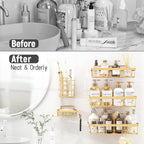 Liuoud 5 Pack Shower Caddy for Inside Shower, Gold Bathroom Storage Decor