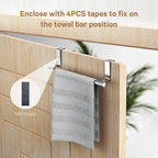 Over Cabinet Towel Bar, Stainless Steel Towel Holder, Silver, 2 Pack