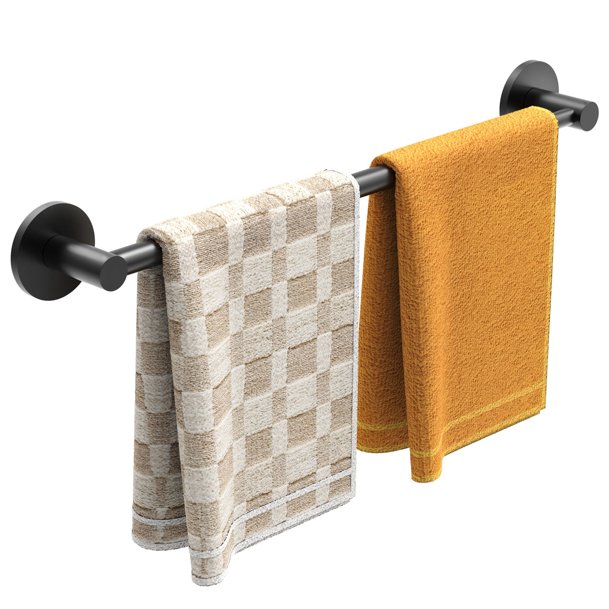 Towel Bar, Adhesive or Drill Wall Mount, Matte Black, 1 Pack