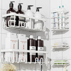 YASONIC Shower Caddy Adhesive, Rustproof Shower Organizer, Wall Shower Rack