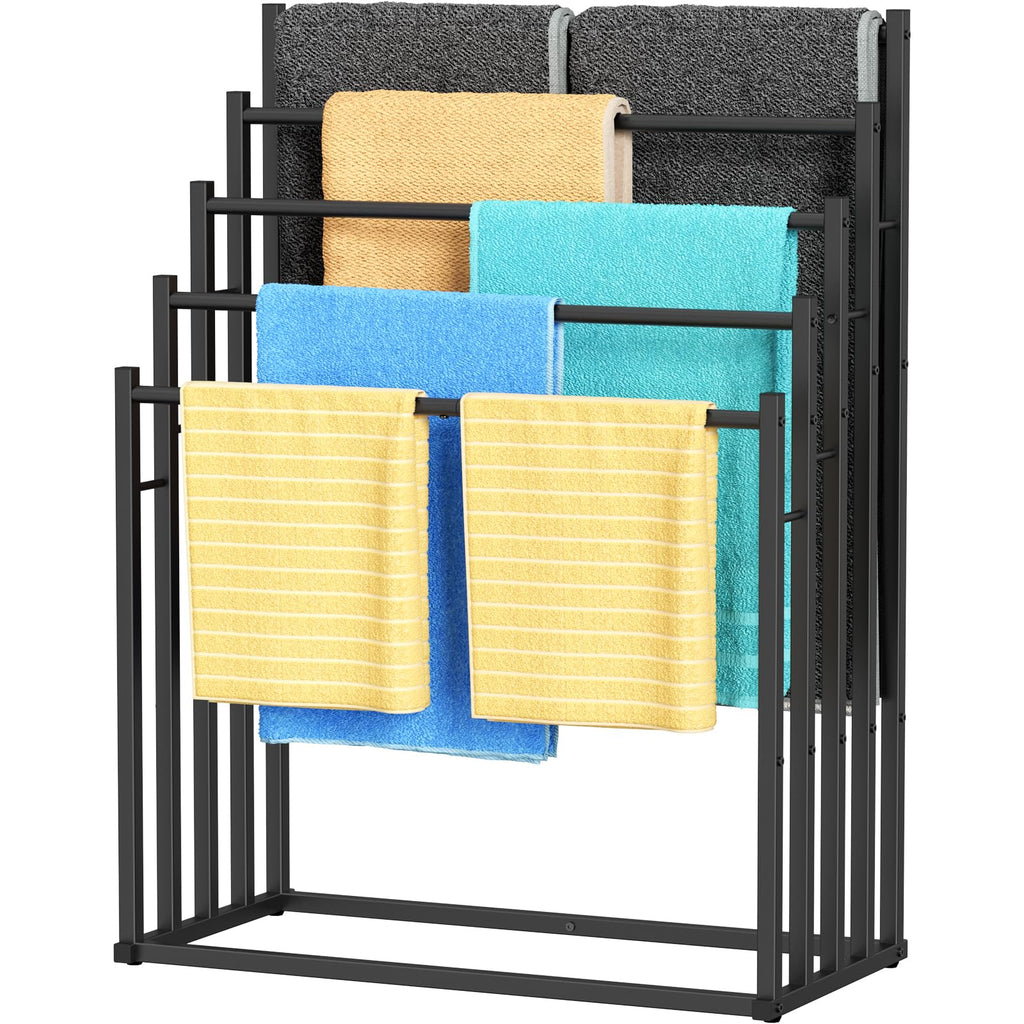 Honiter Towel Racks for Bathroom, 4 Tier Wide Towel Drying Rack Outdoor, Free Standing Towel Rack, Pool Towel Blanket Stand and Display Rack for Oversized Bath Towels