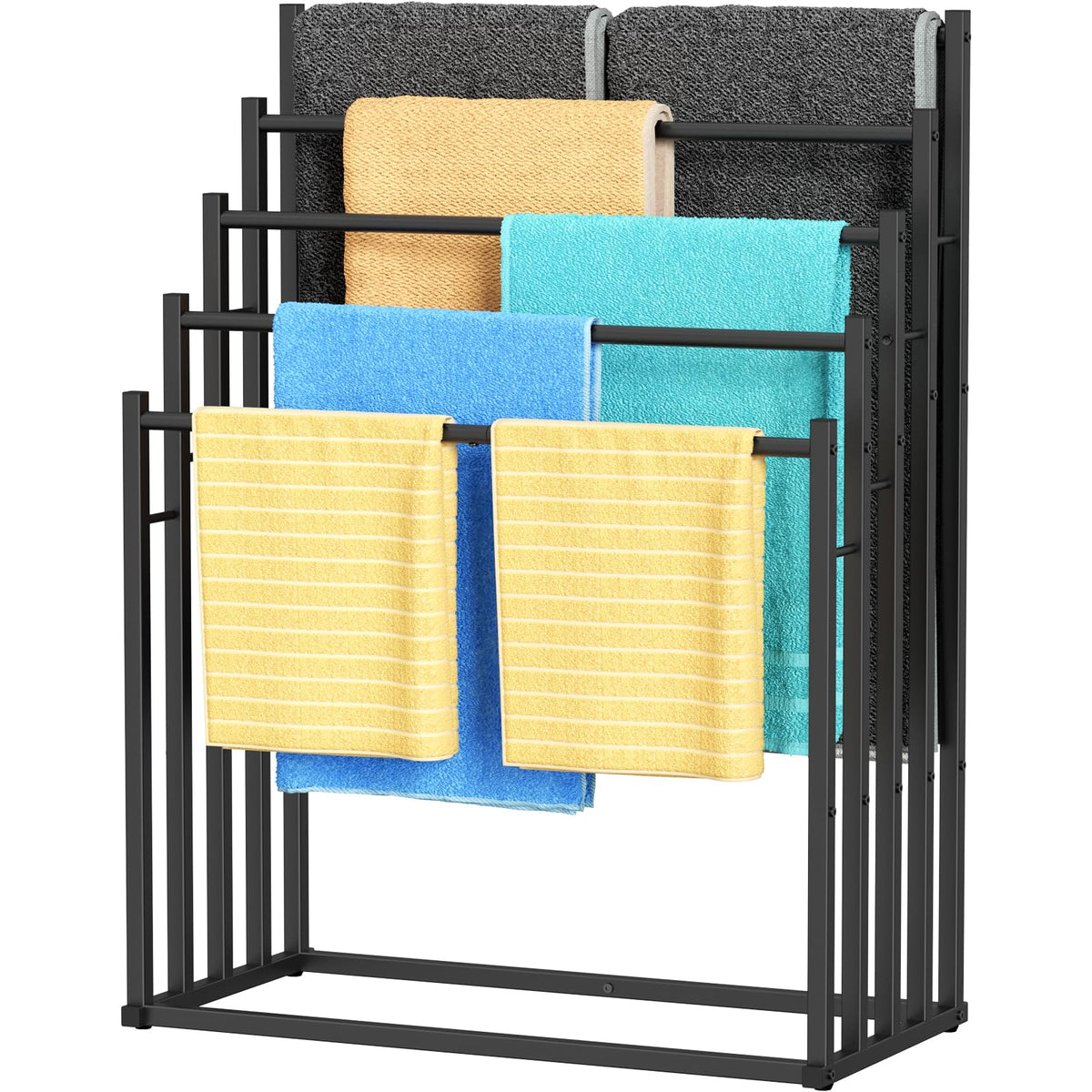Honiter Towel Racks for Bathroom, 4 Tier Wide Towel Drying Rack Outdoor, Free Standing Towel Rack, Pool Towel Blanket Stand and Display Rack for Oversized Bath Towels