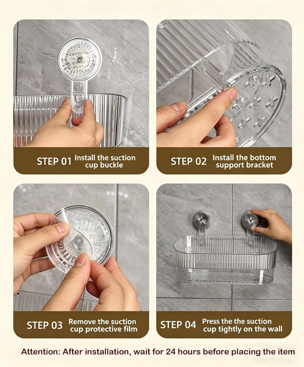No-Drill Bathroom Suction Storage Box,Large Capacity & Strong Load-Bearing,Removable Shower Basket,Glacier Pattern Suction Cup Shower Caddy Hanging Shower Shelf Organizer (gray 1pcs)